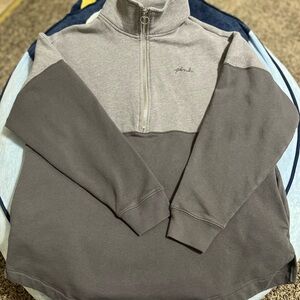 PINK Victoria's Secret Two-Tone Gray Quarter-Zip Sweater